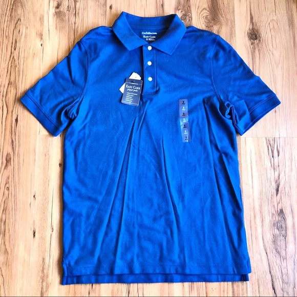NEW CROFT & BARROW Easy Care Pique Polo Shirt Blue Small Men’s UNISEX - Picture 2 of 15